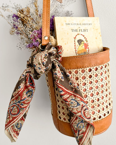 Les Indiennes Bandana - Lata-Vintage inspired brown floral printed kalamkari cotton bandana-Adored Vintage